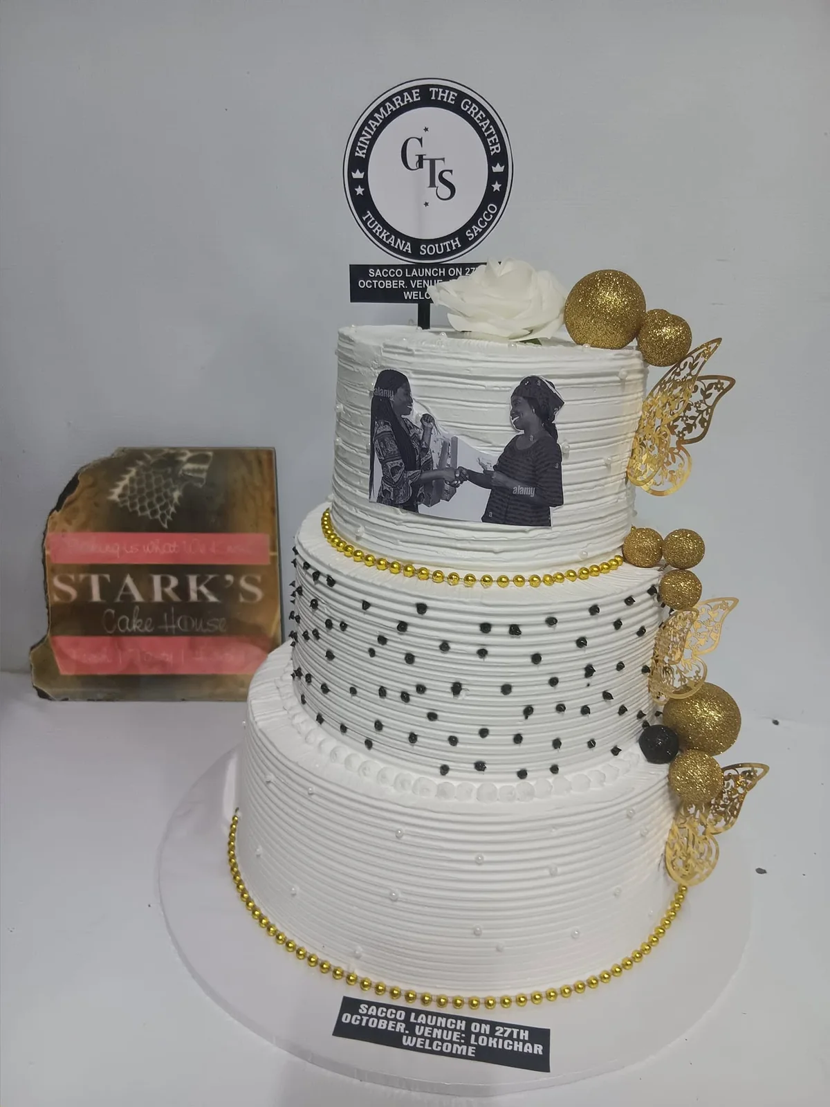 Ordination celebration tiered cake by Stark’s Cake House in Turkana